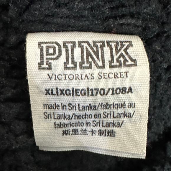 PINK Victoria’s Secret Hoodie Womens XL Black Rainbow Tie Dye Pullover Fleece - Picture 4 of 6